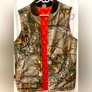 Reversible Mens Carhartt XL Cameo/Orange Hunting Vest